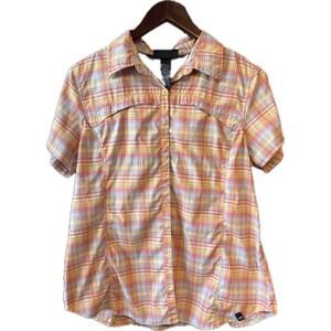Dickies Performance System Womens Large Plaid Short Sleeve Vented Hiking Shirt